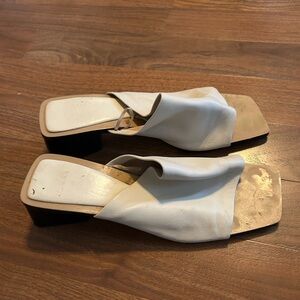 Zara White Leather Mules